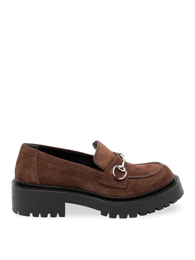 Gucci Loafers With Horsebit And Lug Sole In Brown