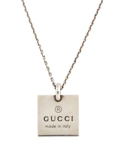 Pre-owned Gucci Logo Square Pendant Necklace, 19.25" In Multicolor