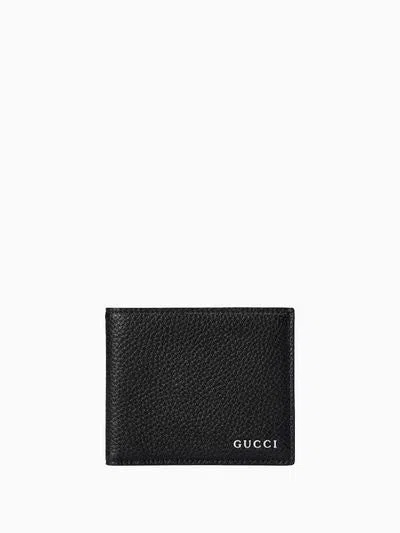 Gucci Logo-embossed Bi-fold Leather Wallet In Black