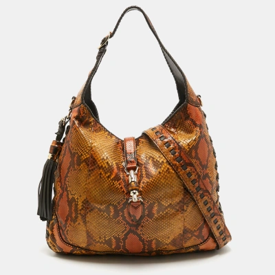 Pre-owned Gucci Multicolor Python Large New Jackie Hobo