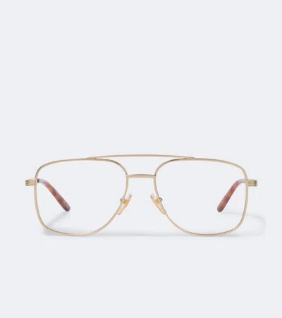 Gucci Navigator Glasses In Gold