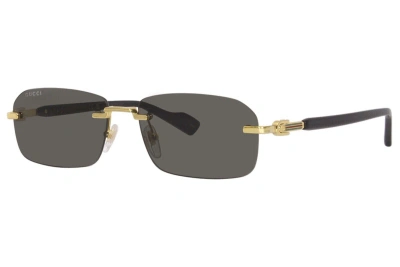 Pre-owned Gucci Original  Sunglasses Gg1221s 001 Gold Frame Gray Gradient Lens 56mm In Black