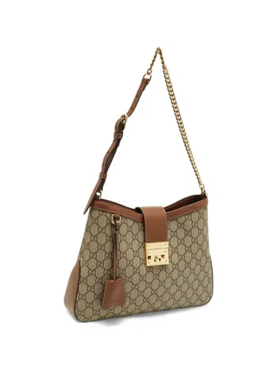 Pre-owned Gucci Padlock Gg Supreme Shoulder Bag In Brown
