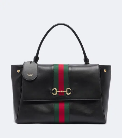 Gucci Paparazzo Large Leather Shoulder Bag In Black
