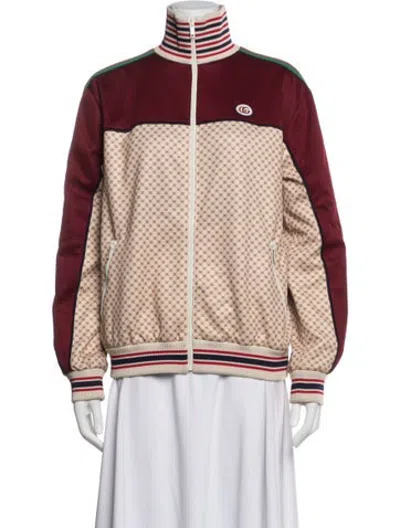 Pre-owned Gucci Patterned Bomber Jacket In Burgundy