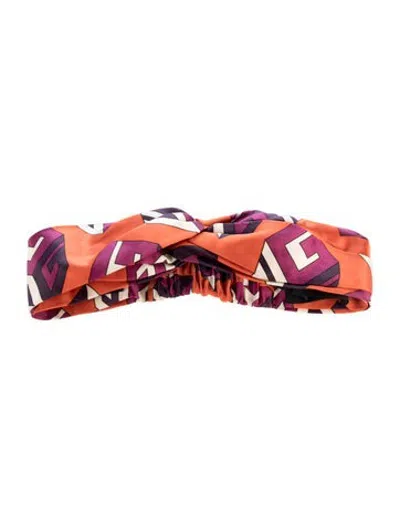 Pre-owned Gucci Patterned Silk Headband In Orange