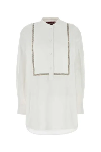 Gucci Poplin Shirt For Women In White