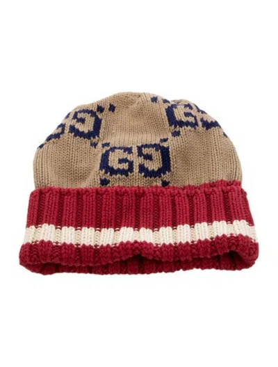 Pre-owned Gucci Printed Knit Beanie W/tags In Neutrals