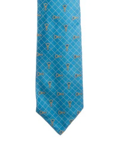 Pre-owned Gucci Printed Silk Tie In Blue