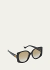 Gucci Raised Interlocking Gg Acetate Butterfly Sunglasses In Black