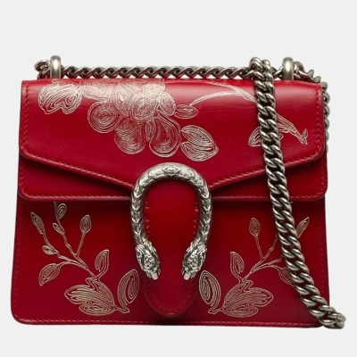 Pre-owned Gucci Red Leather Chinese New Year Mini Dionysus Shoulder Bag