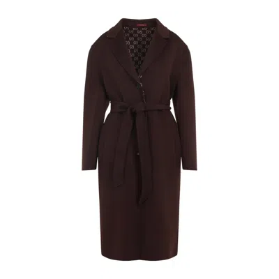 Gucci Reversible Wool And Silk Coat In Brown