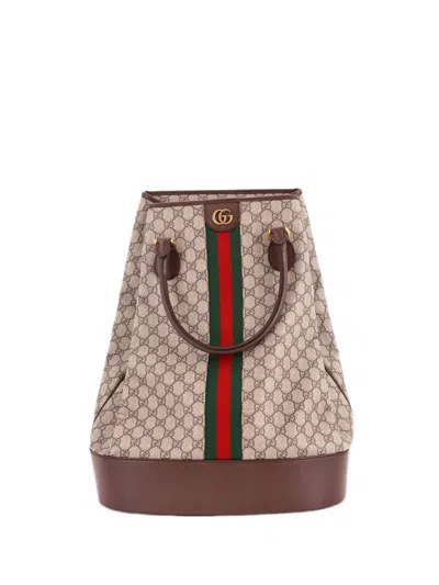 Pre-owned Gucci Savoy Duffle Bag Gg Coated Canvas Tote Bag In Brown