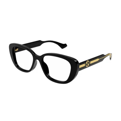 Gucci Shiny Women's Eyeglasses With Clear Demo Lenses In Black