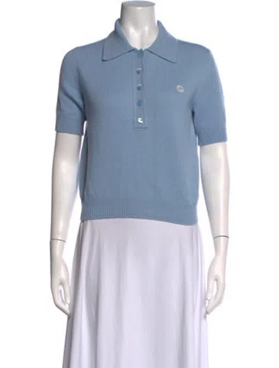 Pre-owned Gucci Short Sleeve Polo In Blue