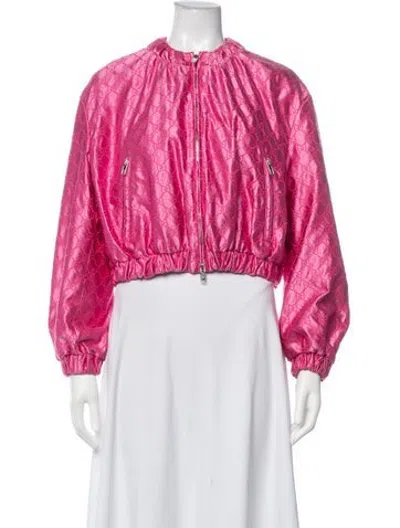 Pre-owned Gucci Silk Patterned Bomber Jacket In Pink