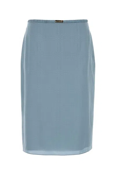 Gucci Silk Skirt For Women In Light Blue