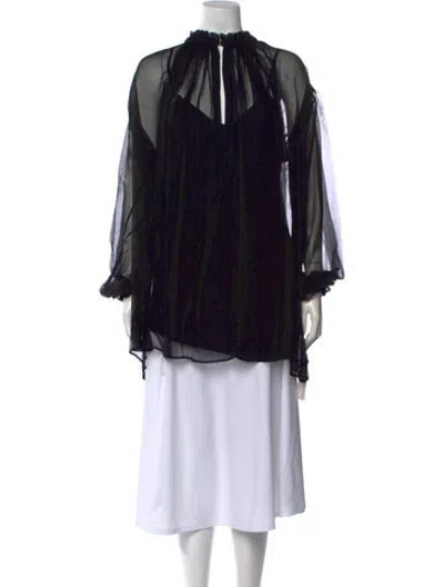 Pre-owned Gucci Silk Tie Neck Blouse In Black