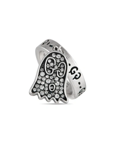 Gucci Silver Ghost Charm Ring In Metallic