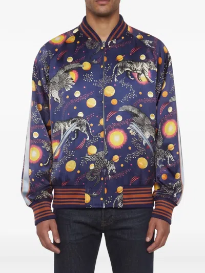 Pre-owned Gucci Space Animals Print Bomber Jacket In Blue