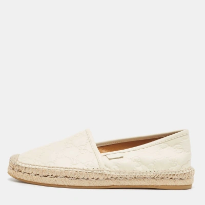 Pre-owned Gucci Ssima Espadrille Flats Size 38 In Cream