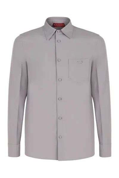 Gucci Technical Panama Shirt With Clamp In Gray
