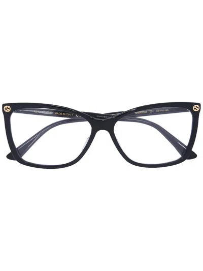 Gucci Thin Rectangular Frame Glasses In Black