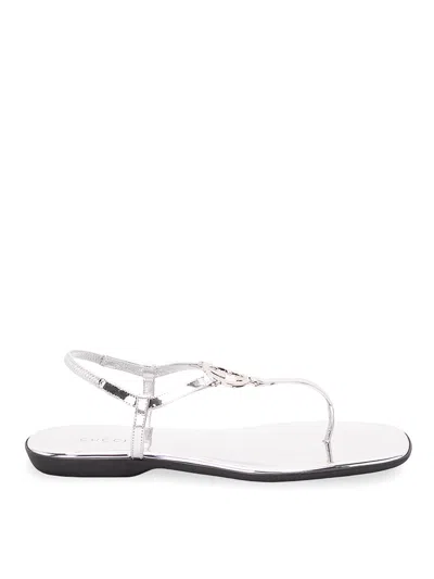 Gucci Thong Sandal With Interlocking G In Silver