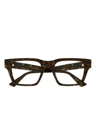 Gucci Tortoiseshell Rectangle Glasses In Brown