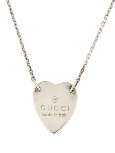 Pre-owned Gucci Trademark Heart Pendant Necklace, 18.75" In Multicolor