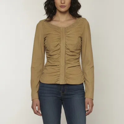 Pre-owned Gucci Vintage Olive Green Suede Ruched Jacket S