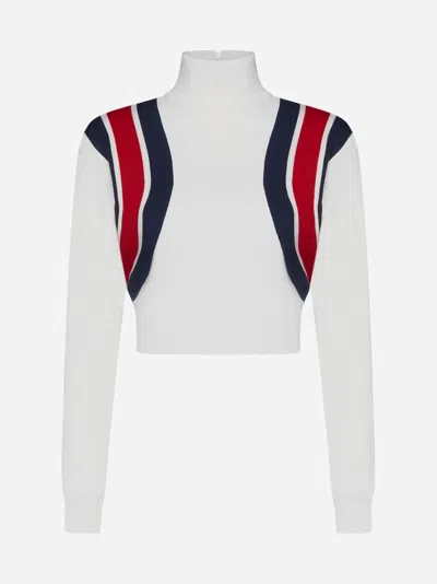 Gucci Web Knitted Cropped Top In White