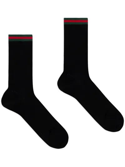 Gucci Web-striped Cotton-blend Socks In Black