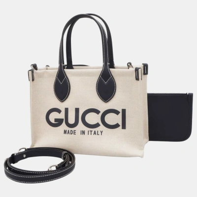 Pre-owned Gucci White Canvas Print Bag