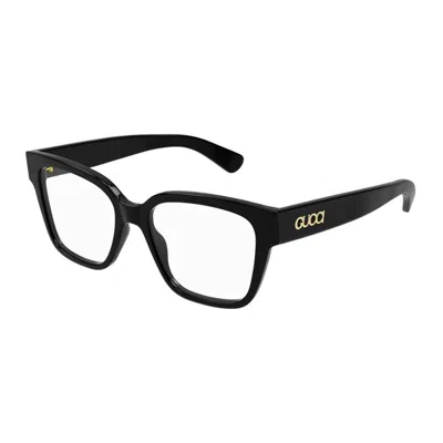 Gucci Women's Shiny-finish Eyeglass Frames With Clear Demo Lenses In Black