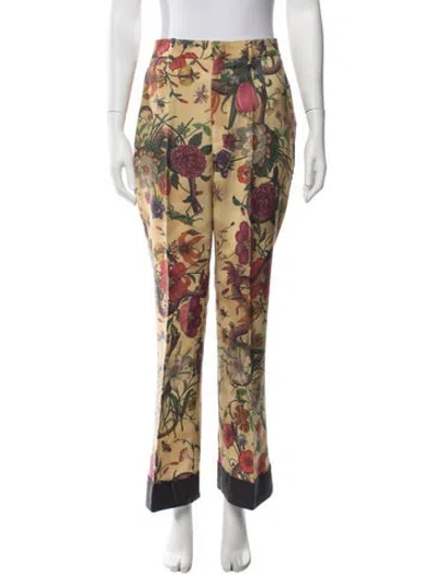 Pre-owned Gucci Wool Straight Leg Pants In Neutrals