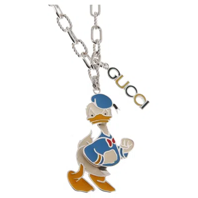 Pre-owned Gucci X Disney Donald Duck Sterling Silver Pendant Necklace In Multiple