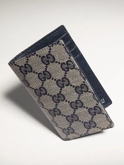 Gucci -inspired Blue Leather Mini Wallet With Card Slots And Hidden Compartments