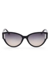 Guess 56mm Gradient Butterfly Sunglasses In Shiny Black / Gradient Smoke