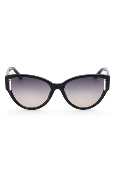 Guess 56mm Gradient Butterfly Sunglasses In Shiny Black / Gradient Smoke
