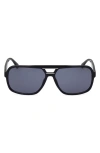 Guess 61mm Pilot Sunglasses In Shiny Black / Smoke
