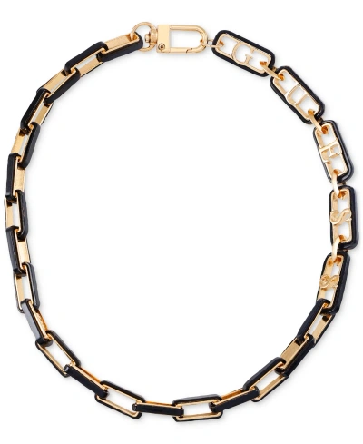 Guess Gold-tone Color Oval Link Logo 18" Collar Necklace