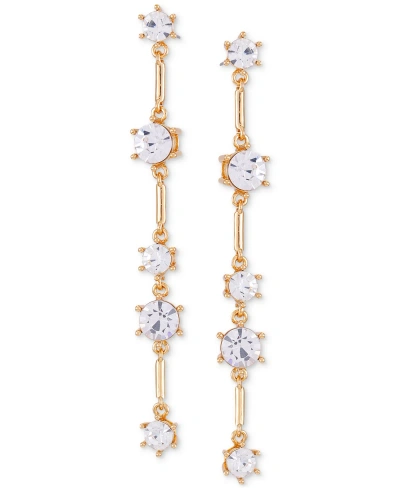 Guess Gold-tone Crystal & Bar Linear Drop Earrings