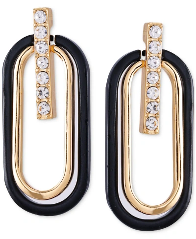 Guess Gold-tone Crystal Bar & Color Oval Drop Earrings