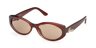 Guess Gu00307 50e Women's Sunglasses Brown Size 56 In Shiny Dark Brown