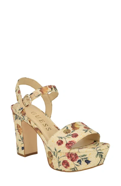Guess Haldemiy Ankle Strap Platform Sandal In Floral Multi