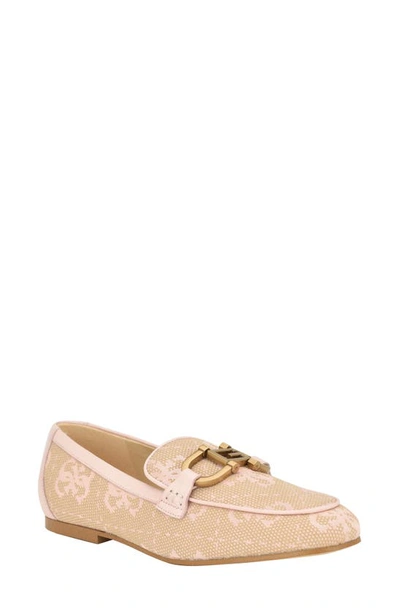 Guess Isaac Bit Loafer In Light Pink Logo Leather