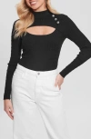 Guess Nikki Front Cutout Sweater In Jet Black A