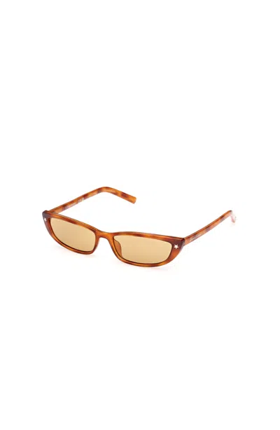 Guess Slim Rectangular Acetate Sunglasses In Brown
