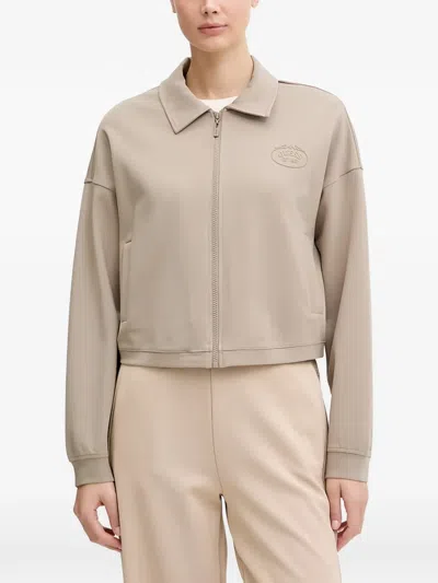 Guess Usa Full-zip Crop Jacket In Neutral